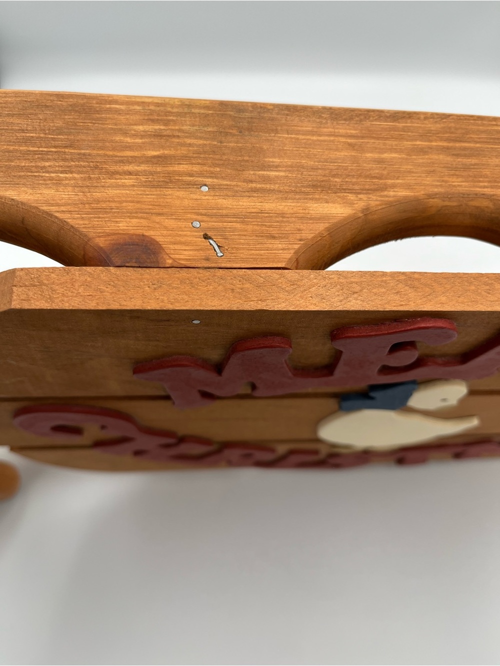 VTG Merry Christmas Shelf Wood Sled Goose Cottage Core Hand Painted Granny Core - Picture 5 of 10